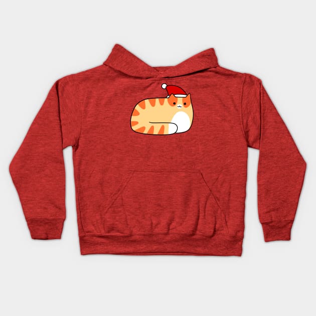 Santa Hat Orange Tabby Cat Kids Hoodie by saradaboru